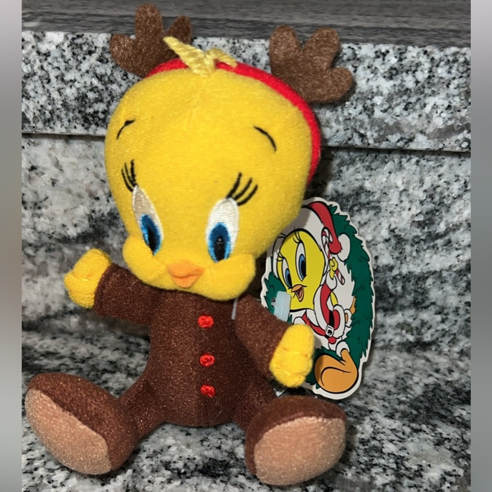 Vintage Reindeer Mini Tweety Bird Plush Toy